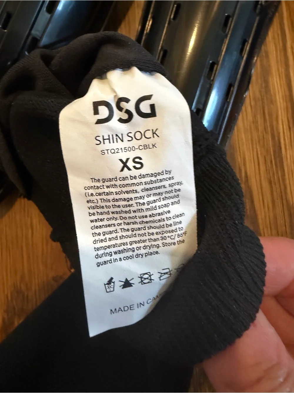DSG Black Kids Shin Soccer Socks with Black Shin Guards Size XS